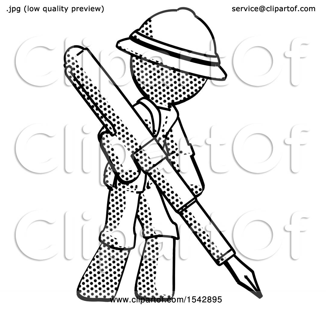 1080x1024 Halftone Explorer Ranger Man Drawing Or Writing With Large - Halftone Drawing