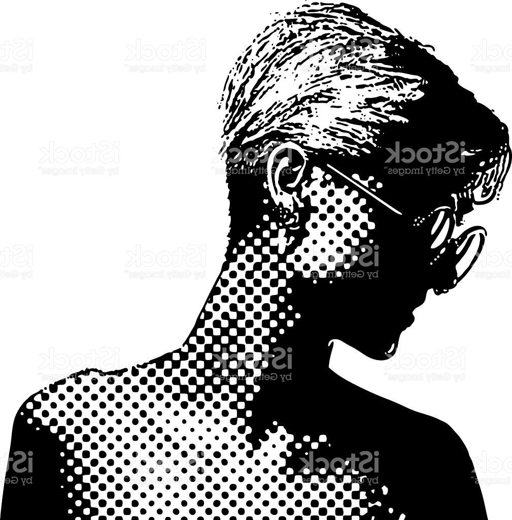 1009x1024 Top Vintage Halftone Dot Portrait Vector Drawing Vector Art - Halftone Drawing
