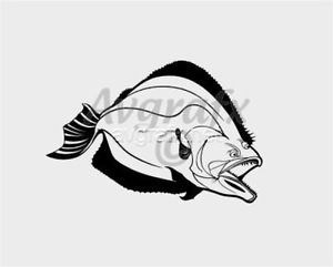 300x241 Halibutflounder Fish Vinyl Decal Inches Ebay - Halibut Drawing