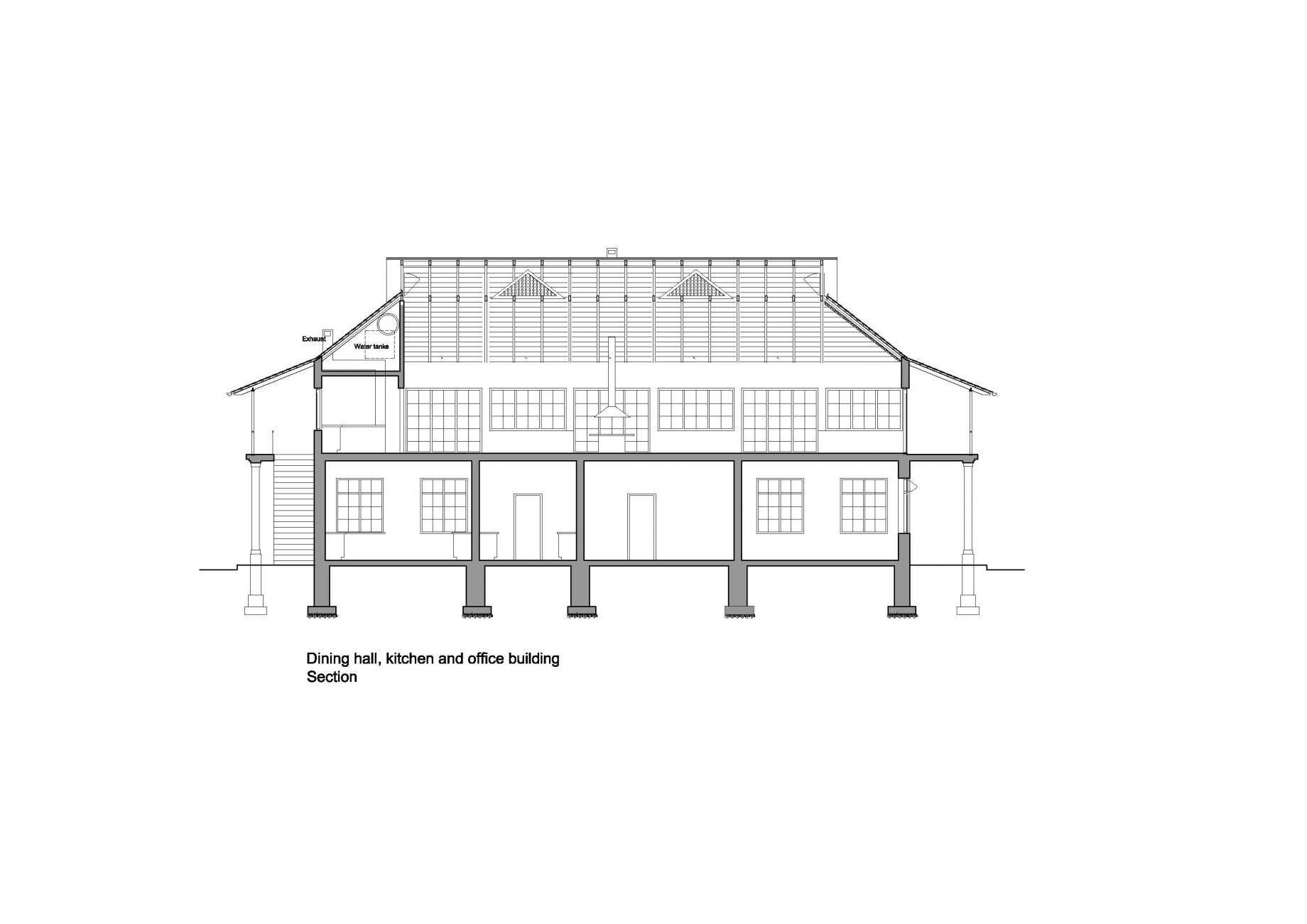 1840x1301 dining hall and kitchen - Hall Drawing