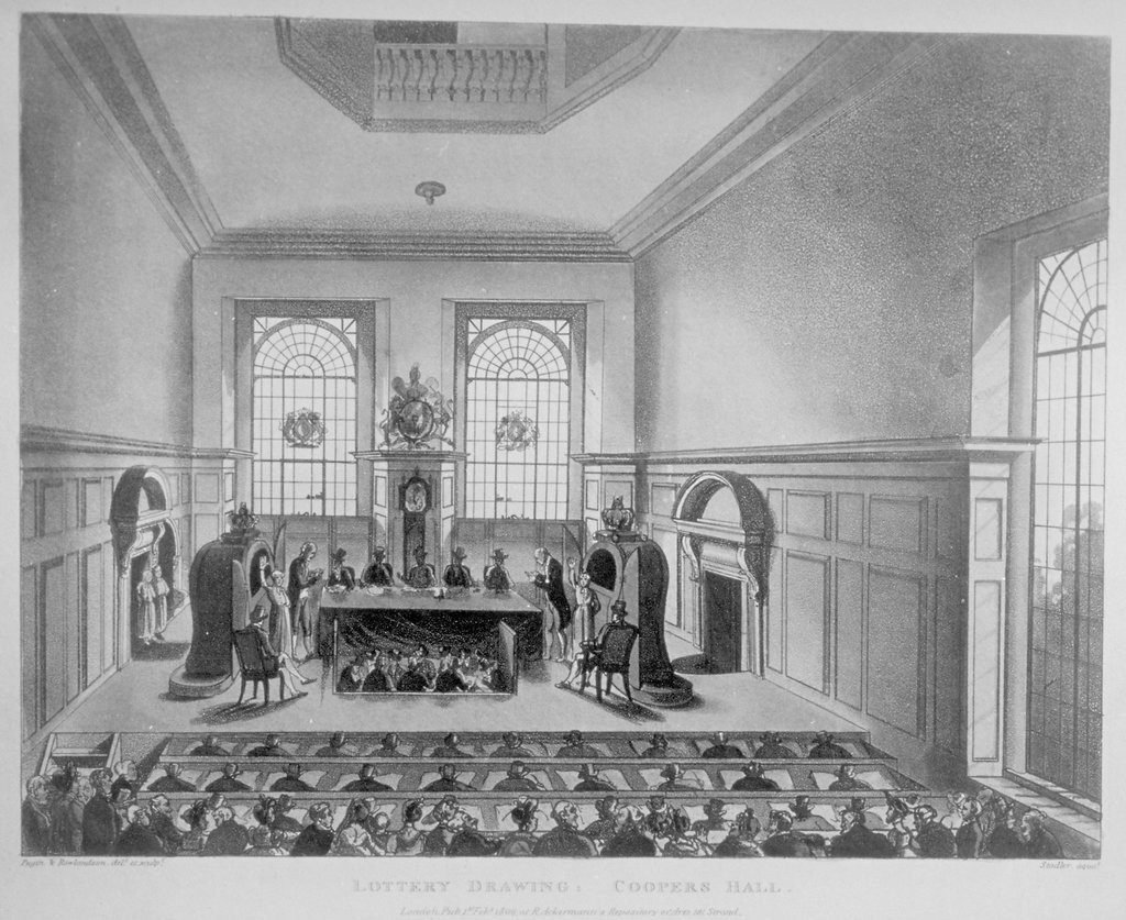 1024x837 drawing of the state lottery taking place in coopers' hall, city - Hall Drawing