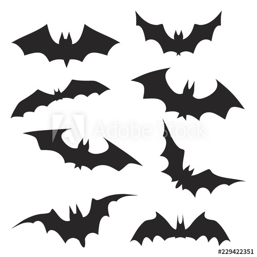 500x500 Set Of Hand Drawing Halloween Bats, Stock Vector Illustration - Halloween Bat Drawing