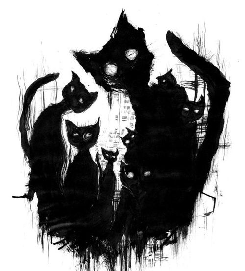 500x552 halloween black cat art cats art - Halloween Black Cat Drawing