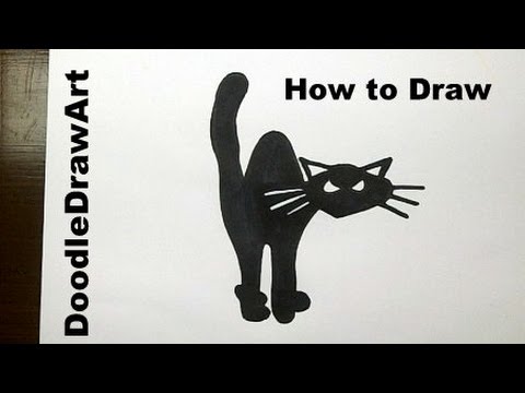 480x360 how to draw a black cat for halloween step - Halloween Black Cat Drawing
