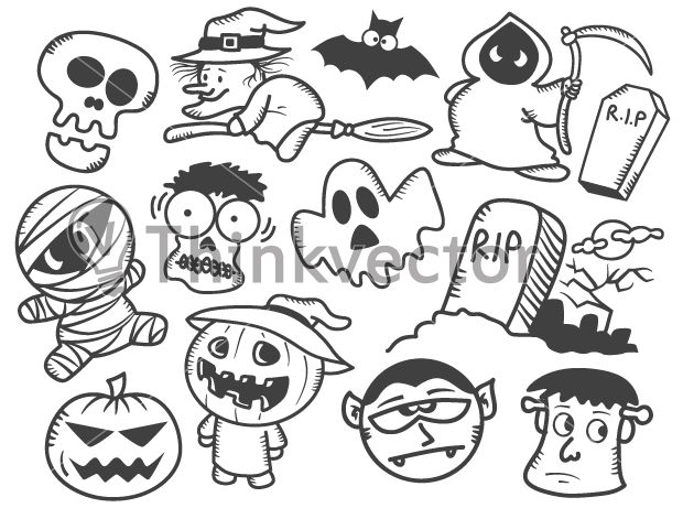 620x461 Halloween Cartoon Doodles - Halloween Cartoon Drawings