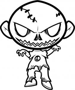 252x302 how to draw a halloween zombie, halloween zombie, step - Halloween Cartoon Drawings
