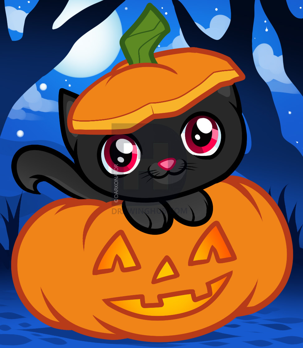 973x1116 how to draw a halloween cat, halloween cat, step - Halloween Cat Drawing