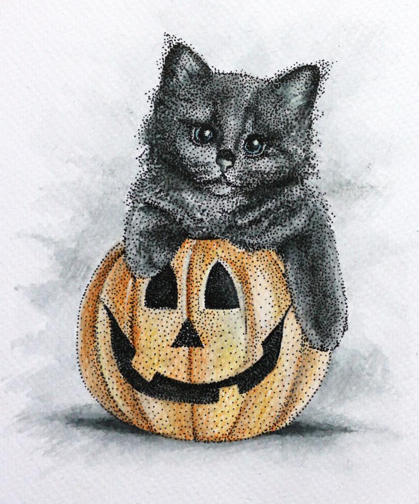 halloween cat drawing easy