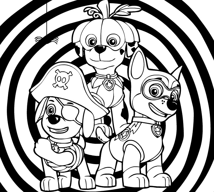 722x647 Paw Patrol Halloween Coloring - Halloween Drawing Games