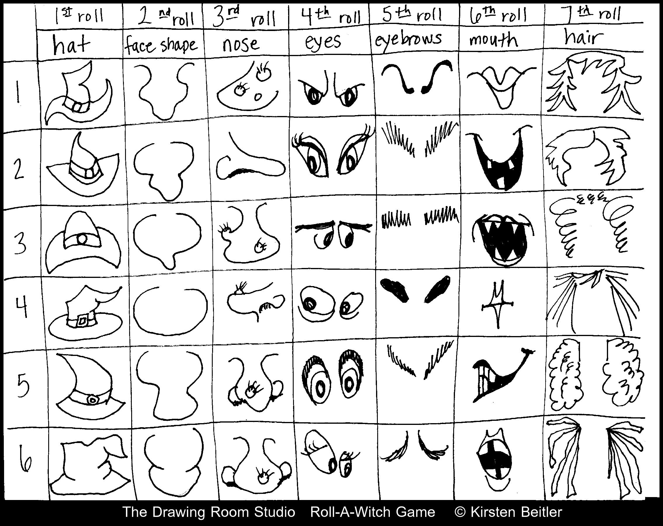 2269x1800 Roll A Witch Art Game From The Drawing Room Studio - Halloween Drawing Games