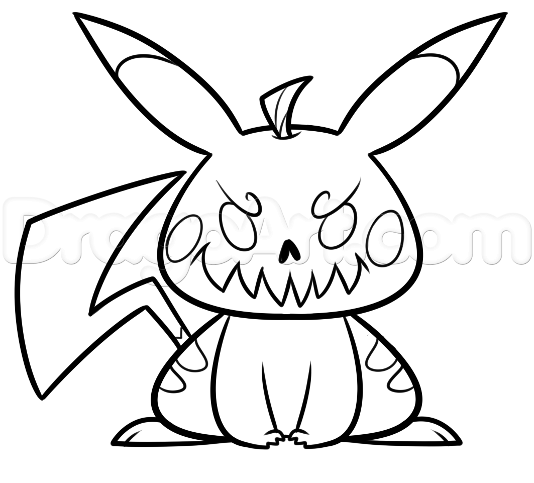 1063x961 How To Draw Halloween Pikachu, Step - Halloween Drawing Images