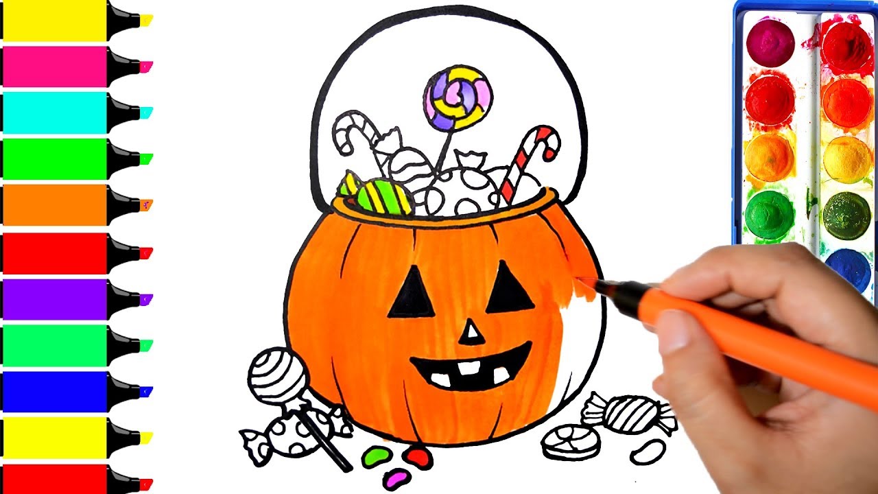 1280x720 Halloween Trick Or Treat Coloring Pages Art Colors For Kids - Halloween Drawing Pages