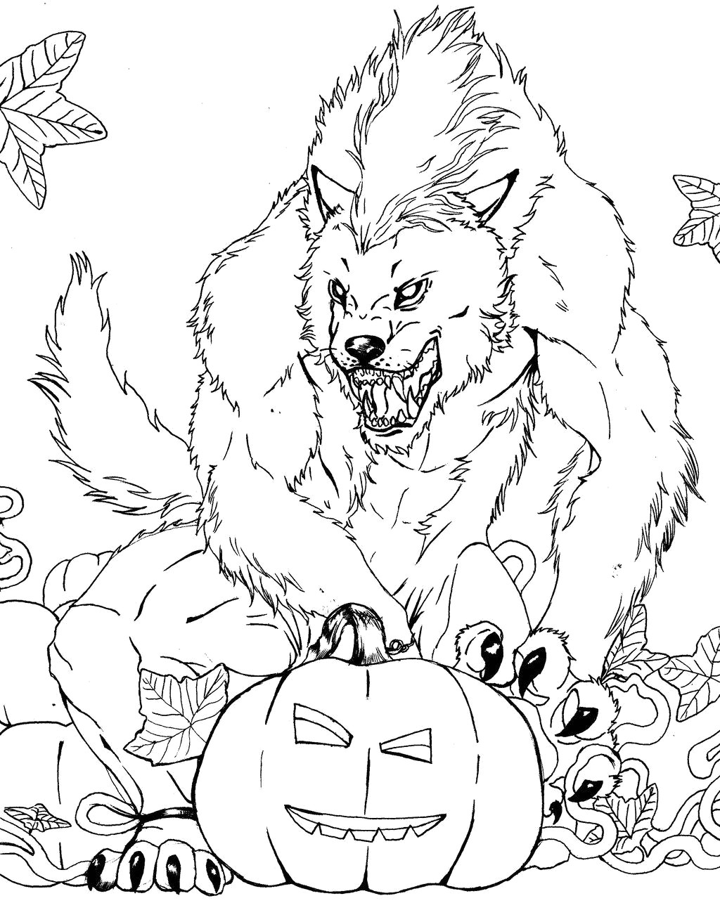 1024x1285 Drawing Werewolf Halloween Coloring Pages - Halloween Drawing Pages