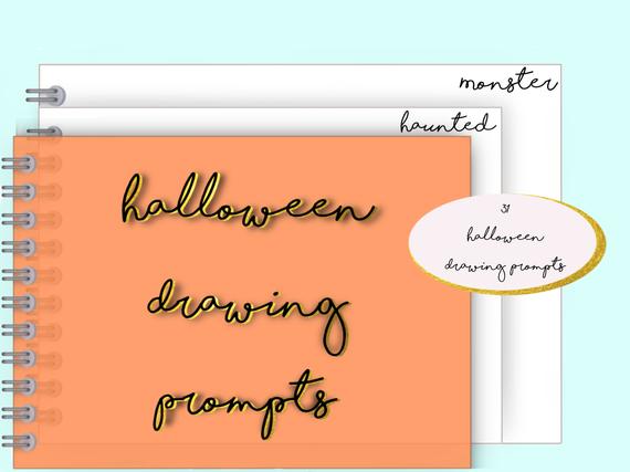 570x427 halloween drawing prompts digital sketchbook etsy - Halloween Drawing Prompts