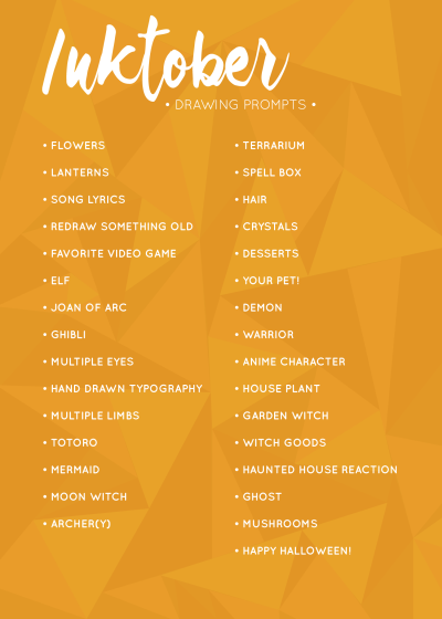 400x560 inktober drawing prompts tumblr - Halloween Drawing Prompts