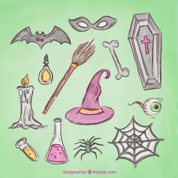 626x626 Halloween Drawings Set Vector Free Download - Halloween Drawings