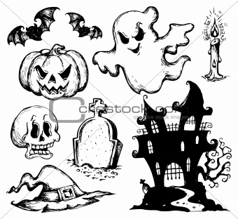 340x312 Image Halloween Drawings Collection From Crestock Stock - Halloween Drawings