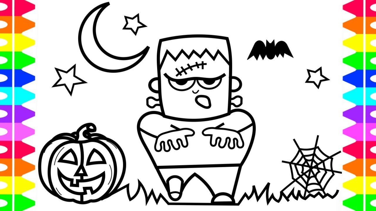 1280x720 Happy Halloween Coloring!! Learning How To Draw Frankenstein - Halloween Drawings For Children