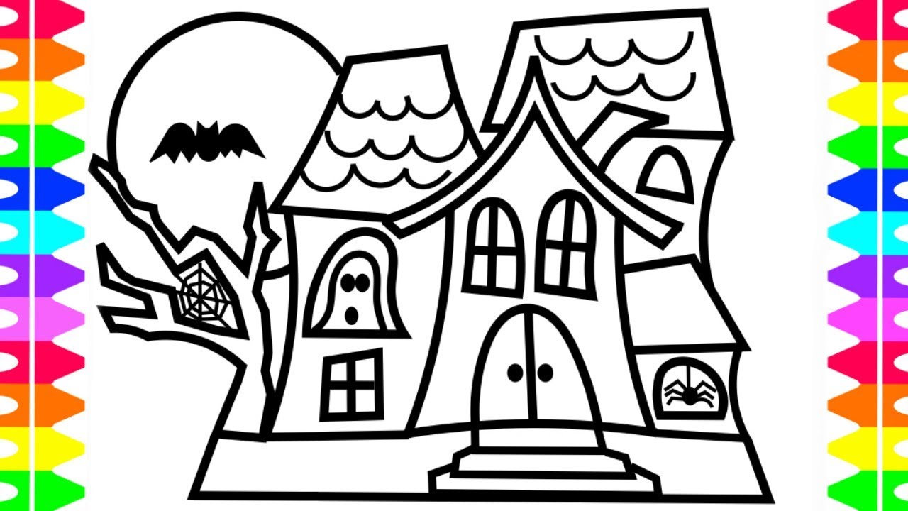 1280x720 Happy Halloween Coloring!! Learning How To Draw Haunted House - Halloween Drawings For Children
