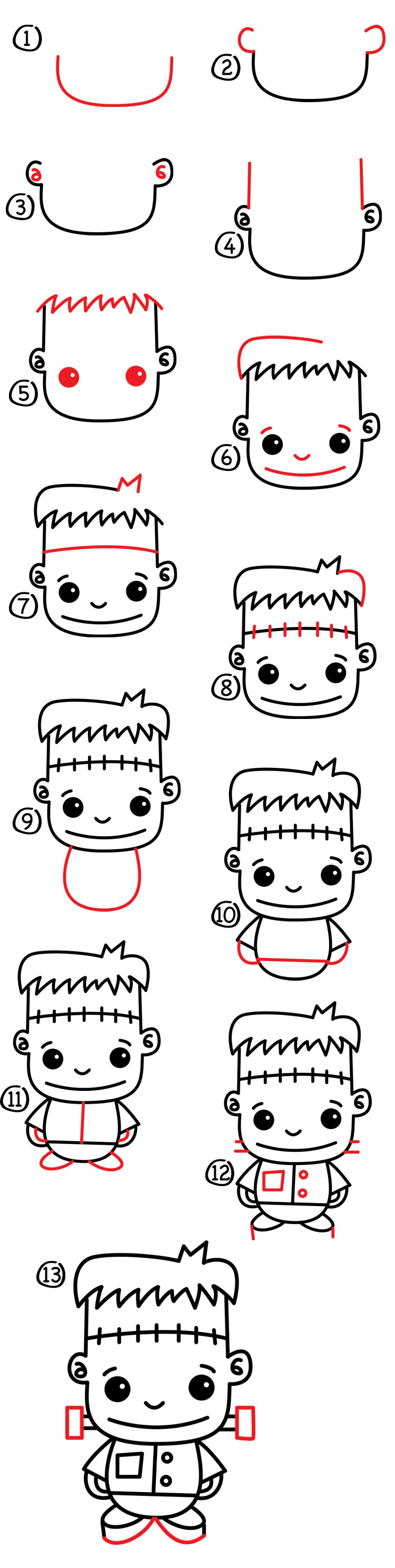 750x2977 How To Draw Frankenstein - Halloween Drawings For Children