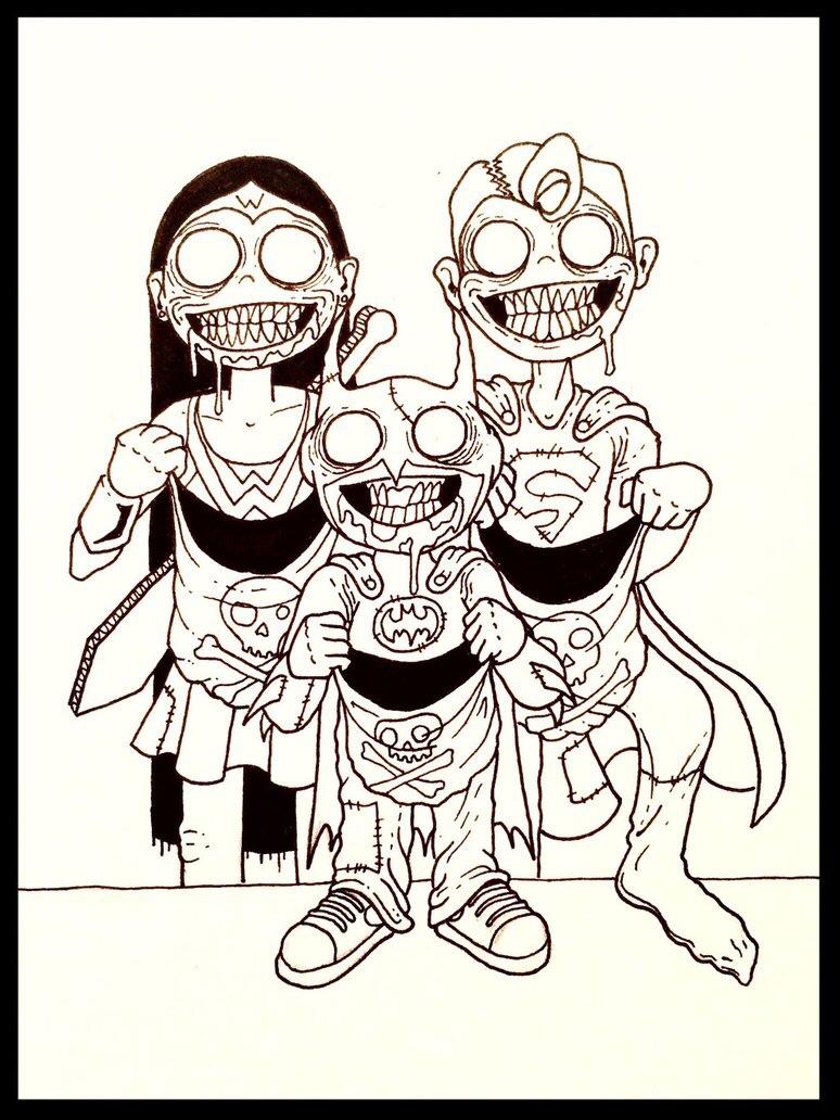 774x1032 Some Creepy Halloween Kids I Drew Drawing - Halloween Drawings For Children