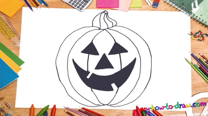 854x480 how to draw a halloween pumpkin - Halloween Drawings Pumpkin