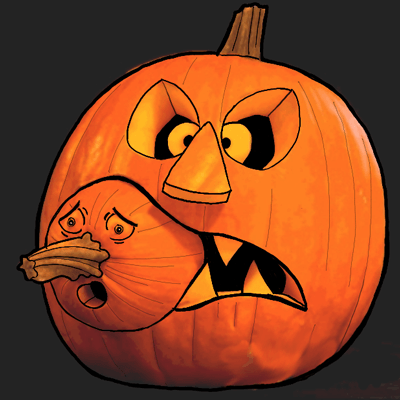 400x400 How To Draw A Jack O Lantern Eating A Baby Pumpkin In Easy - Halloween Drawings Pumpkin