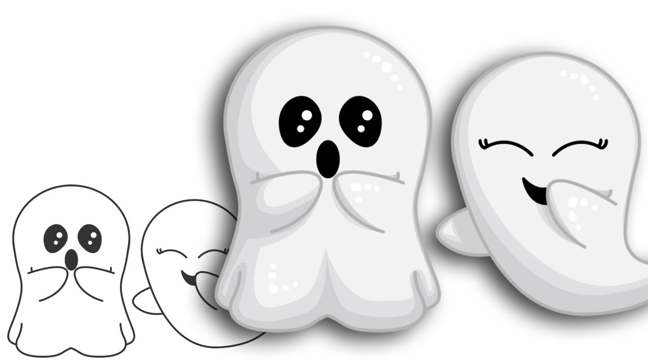 1280x720 How To Draw A Cute Ghost Halloween Step - Halloween Ghost Drawing