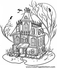 236x279 Haunted House Coloring Pages Halloween Chartreuse - Halloween House Drawing