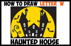 250x163 How To Draw A Haunted Houses Drawing Tutorials Drawing How - Halloween House Drawing