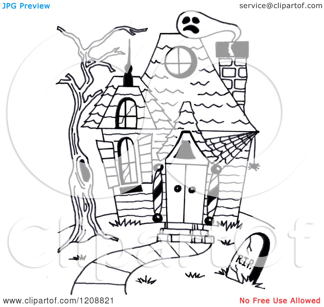 1080x1024 Halloween House Coloring - Halloween House Drawing