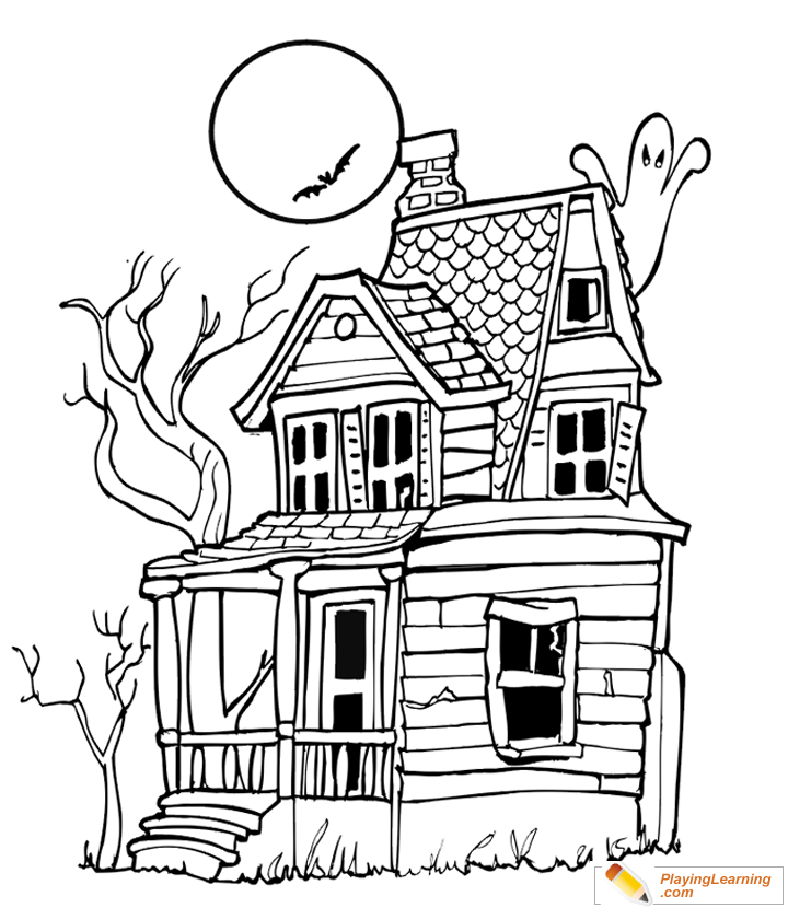 720x830 Halloween House Coloring - Halloween House Drawing