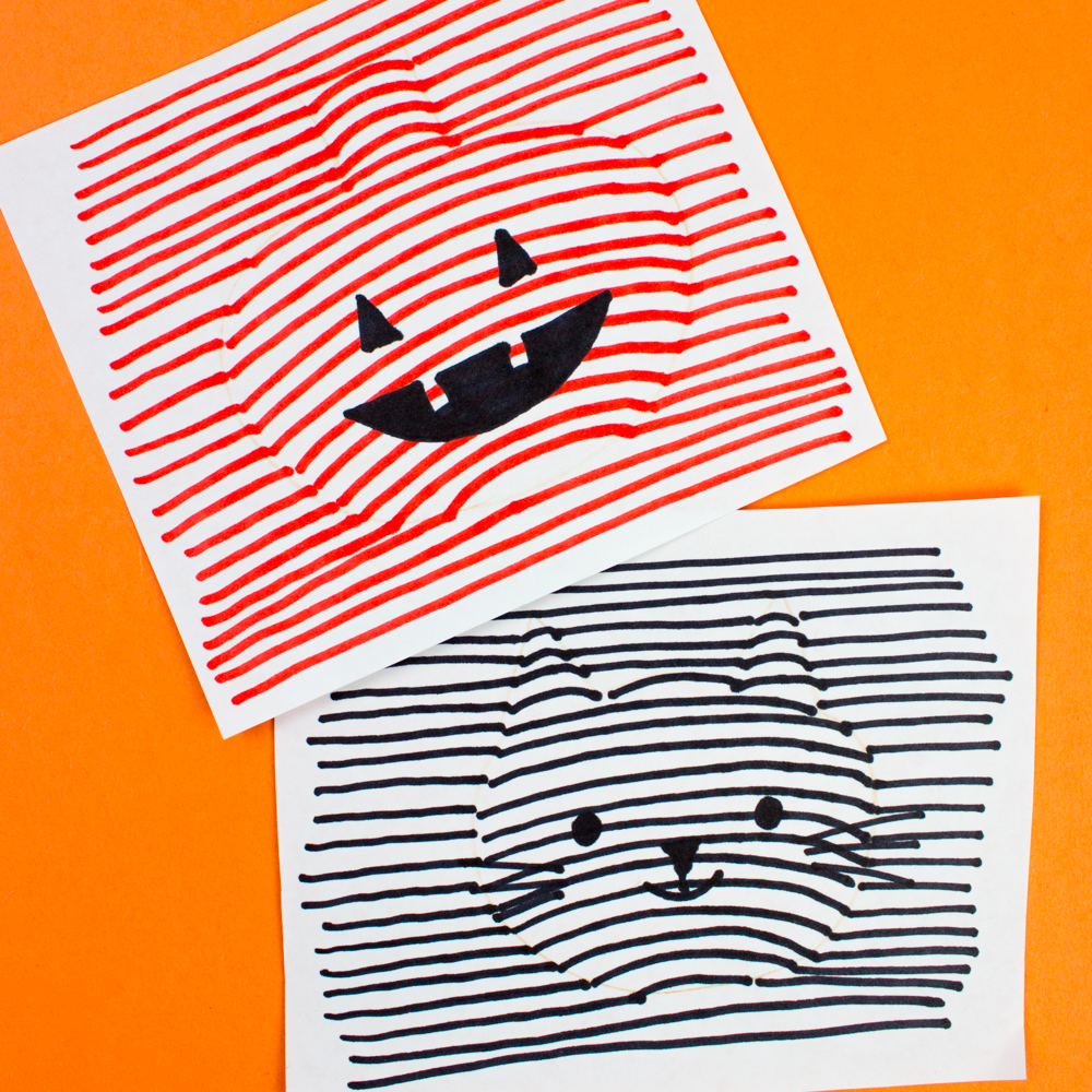 1000x1000 Optical Illusion Halloween Drawings Pink Stripey Socks - Halloween Line Drawings