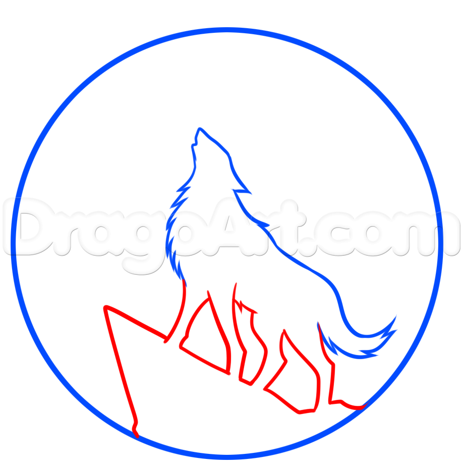 918x936 How To Draw A Howling Halloween Moon, Step - Halloween Moon Drawing