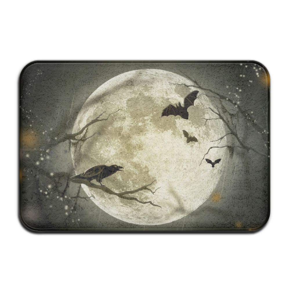 1000x1000 Welcome Home Decor Doormat, Halloween Moon Bat Raven - Halloween Moon Drawing
