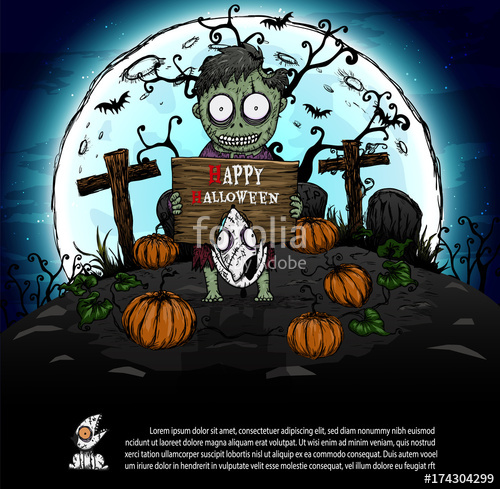 500x489 Zombie With Full Moon Halloween Background - Halloween Moon Drawing