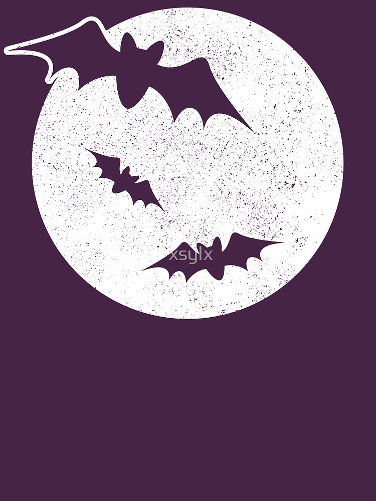 750x1000 Halloween Bats Graphic With White Full Moon Drawing T Shirt - Halloween Moon Drawing