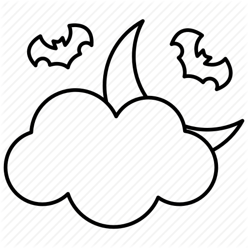 512x512 Bat, Clouds, Fly, Halloween, Moon Icon - Halloween Moon Drawing