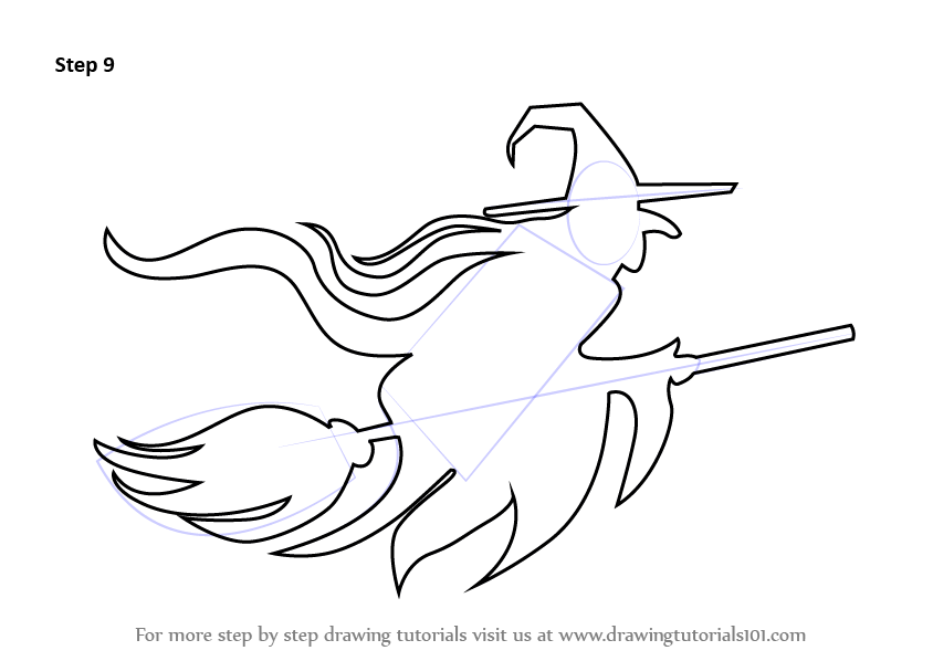 844x598 Learn How To Draw Halloween Witch - Halloween Pictures Drawing