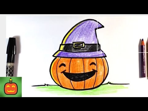 480x360 How To Draw Halloween Pumpkin With Hat - Halloween Pumpkin Drawing