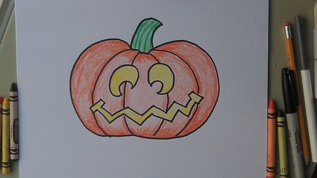 1280x720 How To Draw A Halloween Jack O Lantern Pumpkin Step - Halloween Pumpkin Drawing For Kids