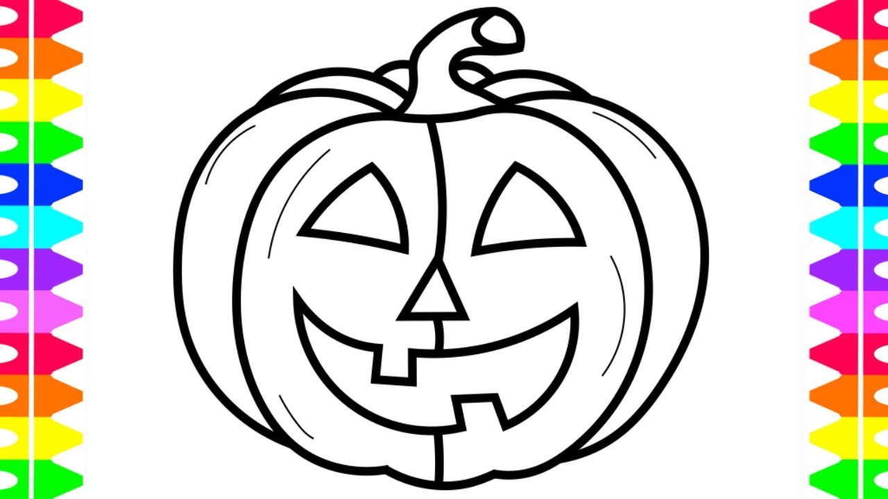 1280x720 Happy Halloween Coloring! Learning How To Draw A Pumpkin! Coloring - Halloween Pumpkin Drawing For Kids