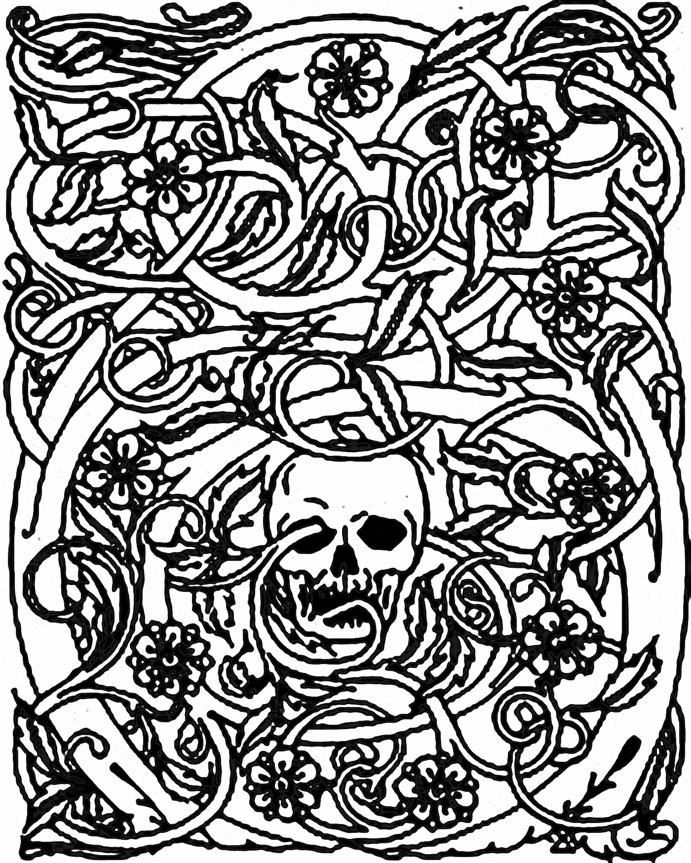 1400x1748 Halloween Skeleton And Brambles - Halloween Skeleton Drawing