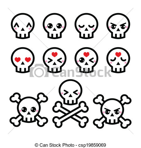 450x470 kawaii cute halloween skull icons cute kawaii characters - Halloween Skull Drawing