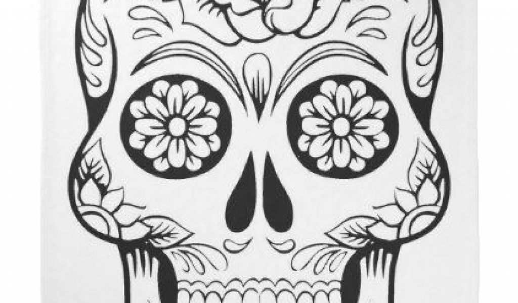 1024x600 Skull Drawing For Halloween Skull Drawing With Black Ink In White - Halloween Skull Drawing