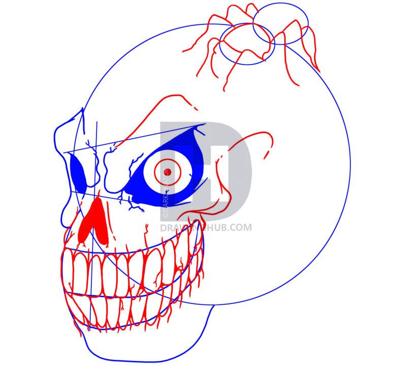 821x720 Drawing A Halloween Skull, Step - Halloween Skull Drawing