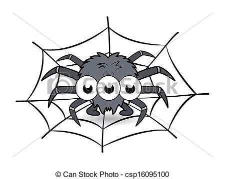 450x359 Spooky Halloween Spider Vector Drawing Art Of Spider In Its Web - Halloween Spider Drawing