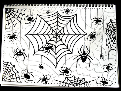 400x300 draw a spiderweb and spider for halloween - Halloween Spider Drawing