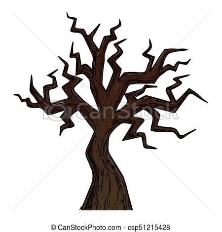 450x470 Halloween Tree Illustration Old Dry Tree, Colorful Scary - Halloween Tree Drawing
