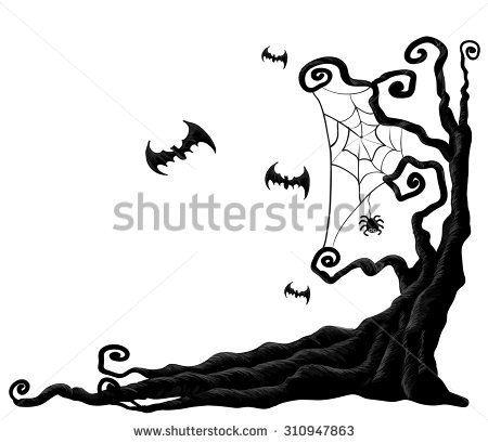 450x409 Huge Collection Of 'silhouette Halloween Tree' Download More Than - Halloween Tree Drawing